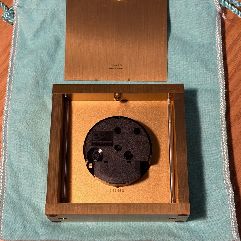 Tiffany & Co. Brushed brass Square table clock